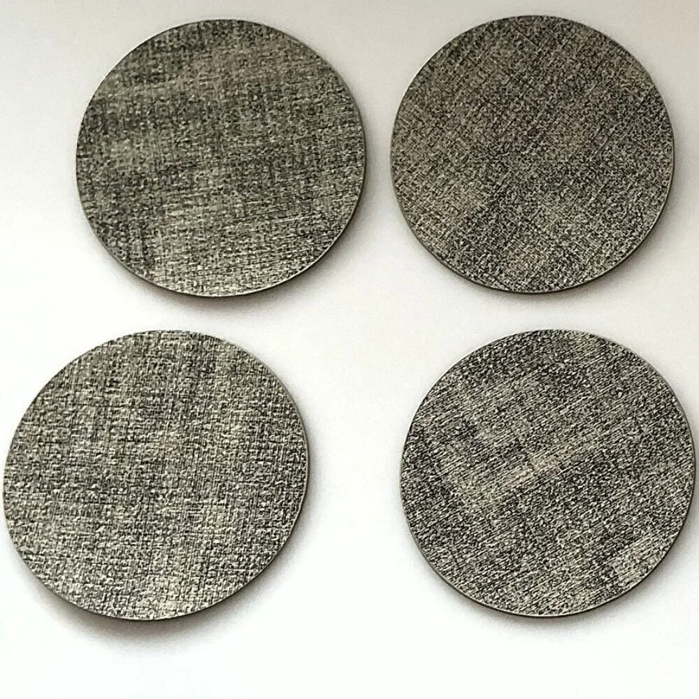NEW 4 Faux Leather Placemats & Coasters Reversible Heat-Resistant Black & Gray